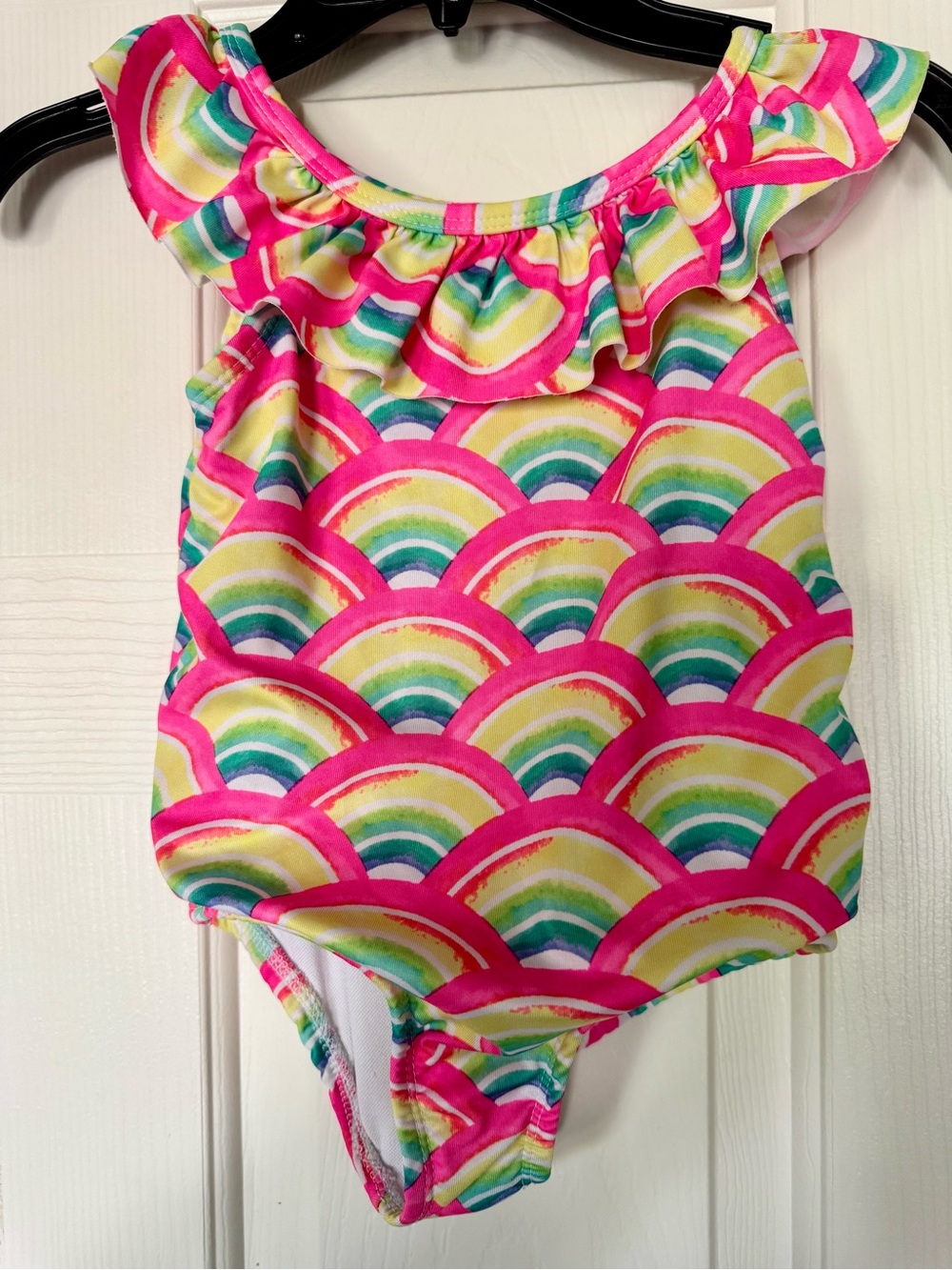 Penelope Mack Neon Rainbow Ruffle One-Piece Swimsuit girls size 6